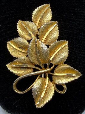 Genuine B.S.K. Vintage Gold Leaf Brooch